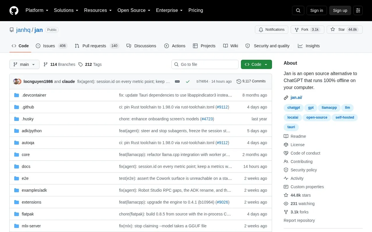Jan homepage screenshot