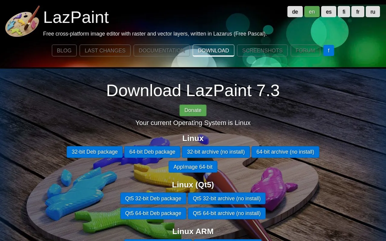 LazPaint homepage screenshot