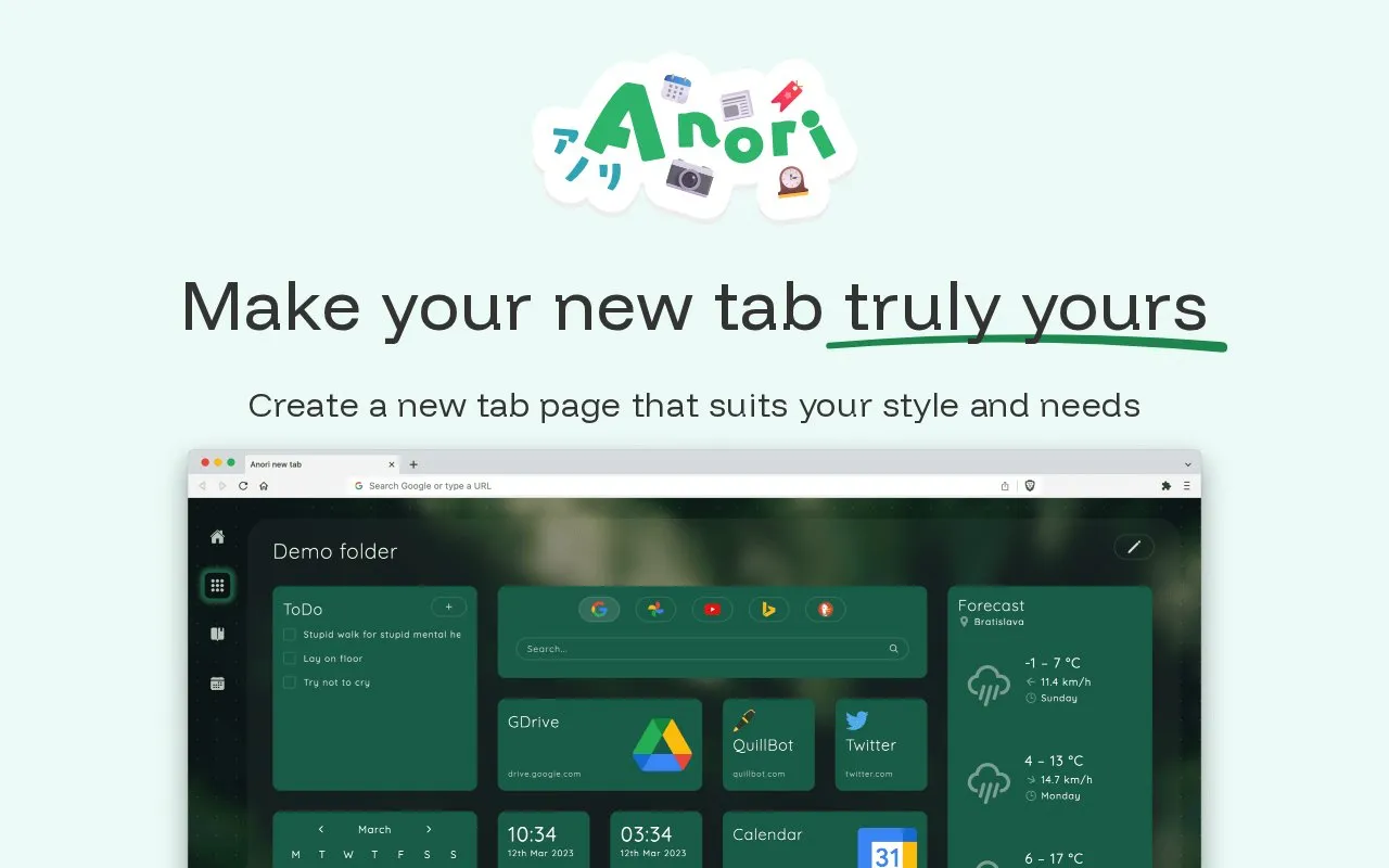 Anori homepage screenshot