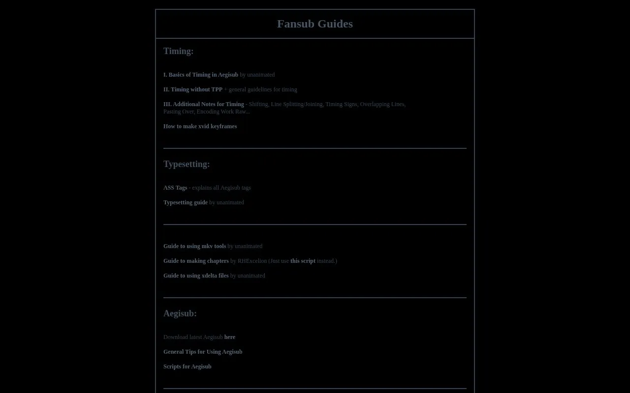 Fansub Guide homepage screenshot