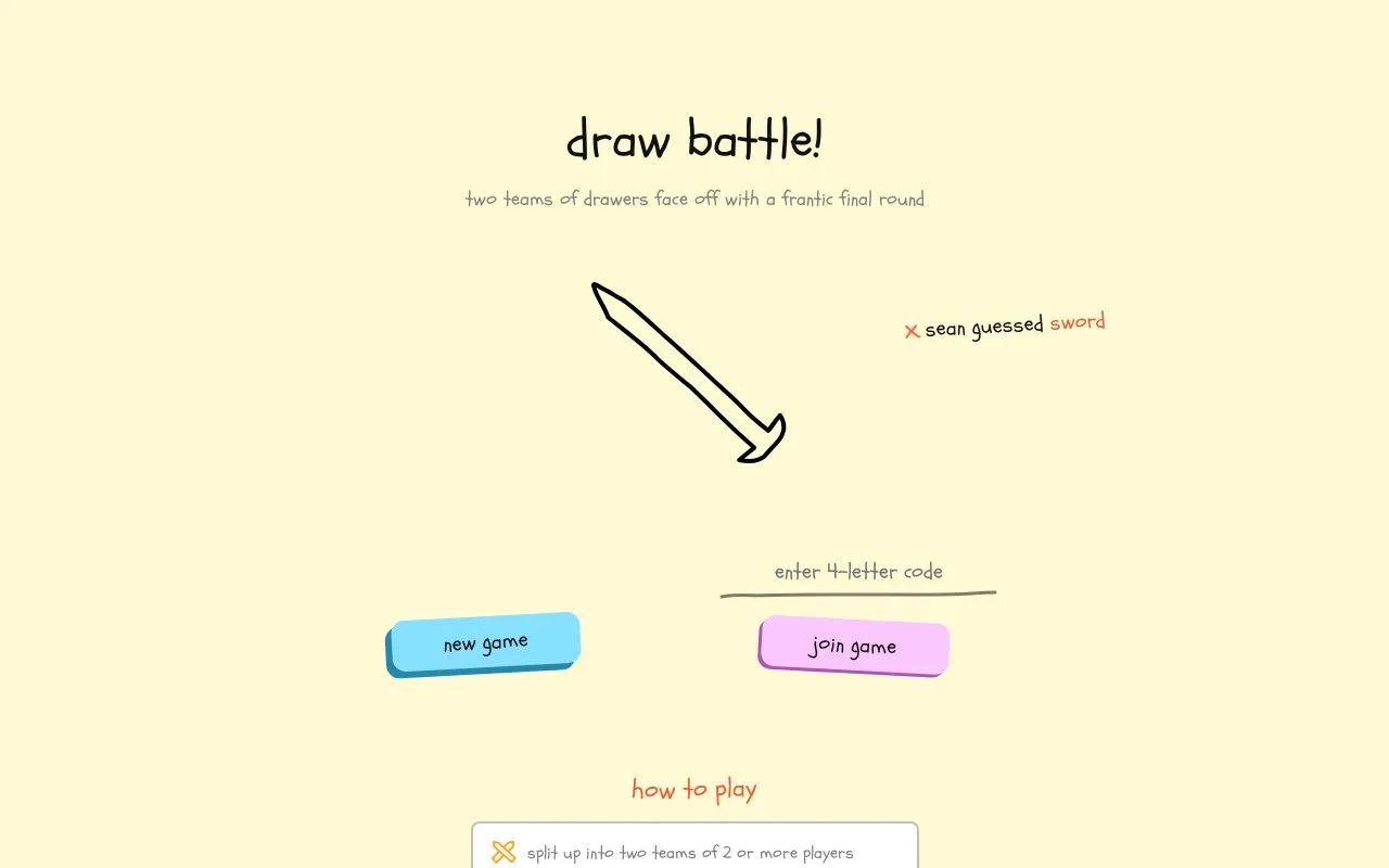 DrawBattle homepage screenshot