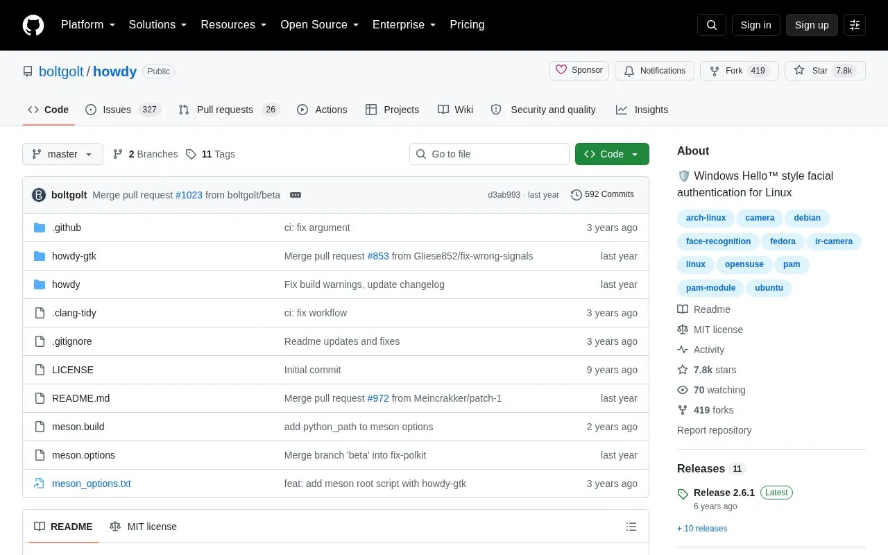 Howdy homepage screenshot