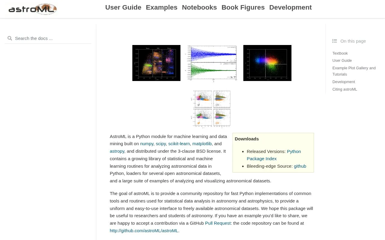 astroML homepage screenshot