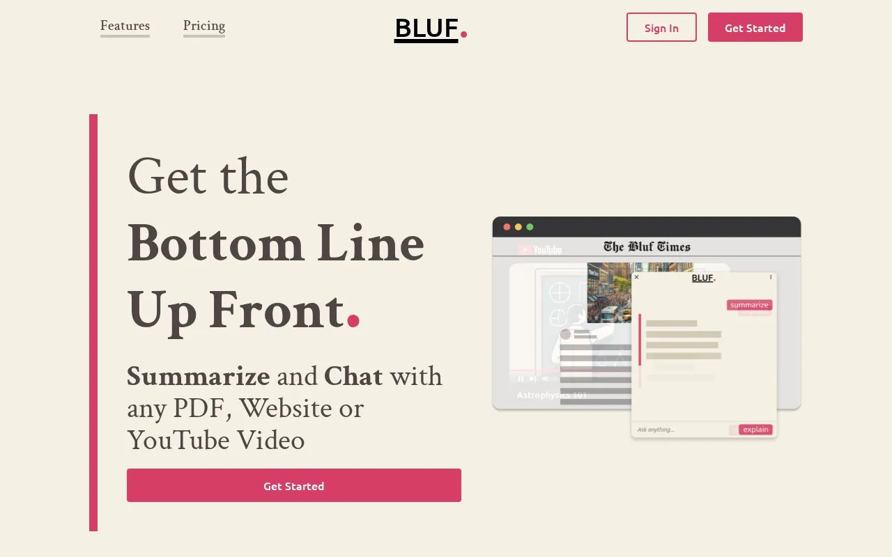 BLUF homepage screenshot