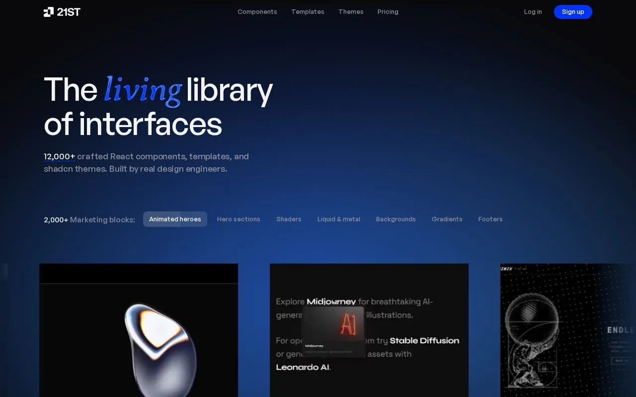 21st homepage screenshot