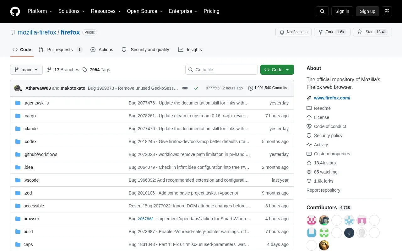 Firefox homepage screenshot