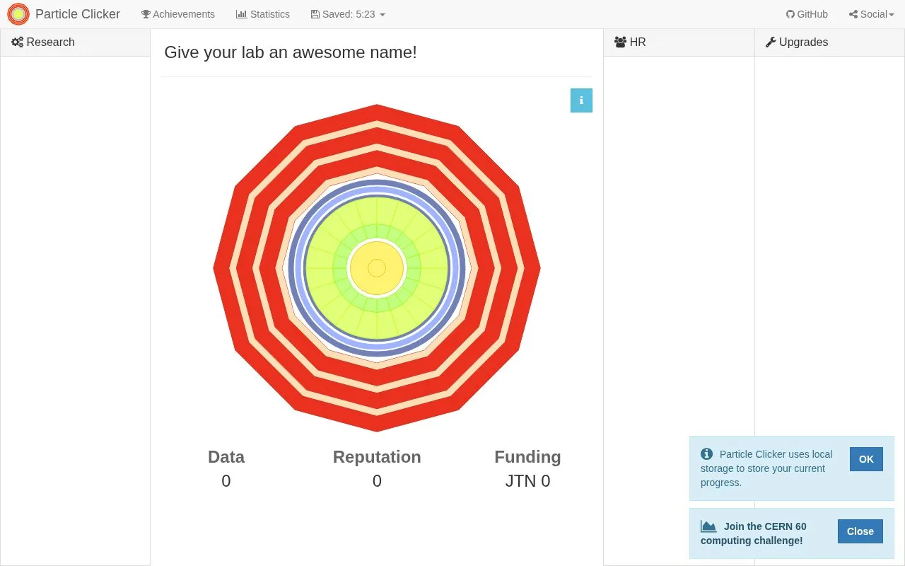 Particle Clicker homepage screenshot