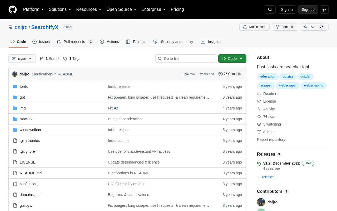SearchifyX homepage screenshot