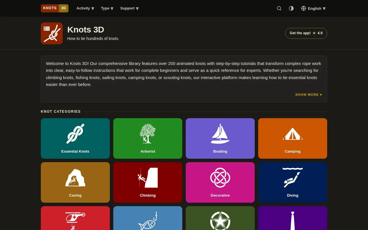 Knots 3D homepage screenshot