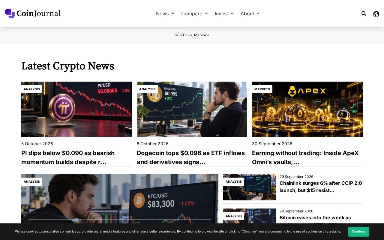 CoinJournal homepage screenshot