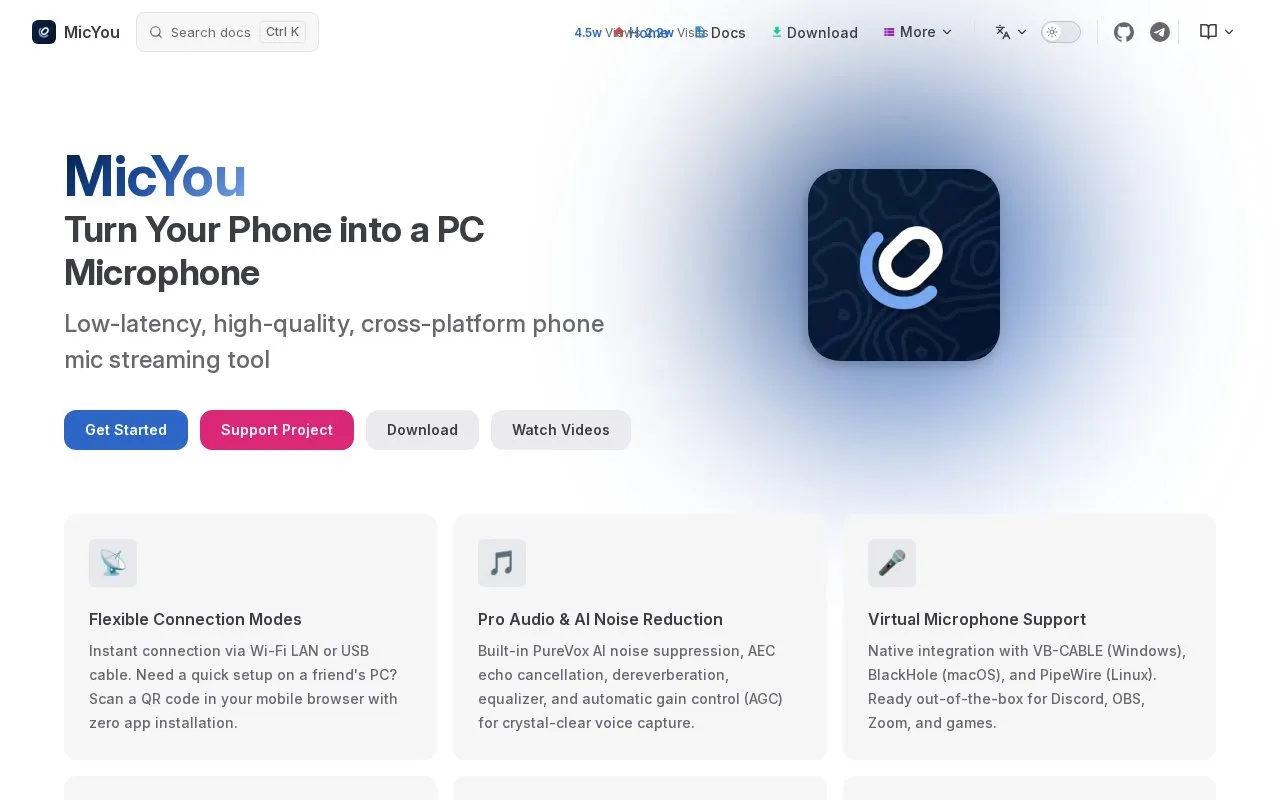 MicYou homepage screenshot