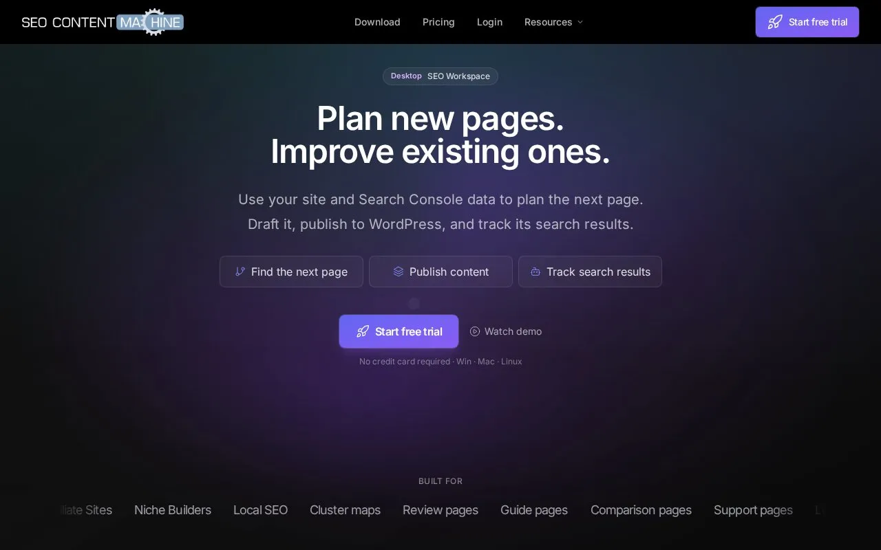 SEO Content Machine homepage screenshot