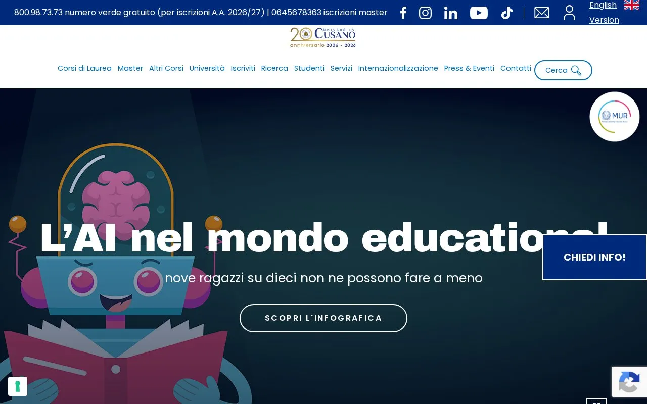 Universita degli Studi Niccolo Cusano homepage screenshot
