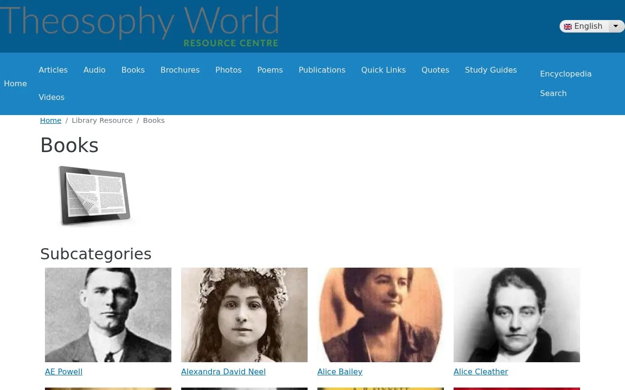 Theosophy World homepage screenshot