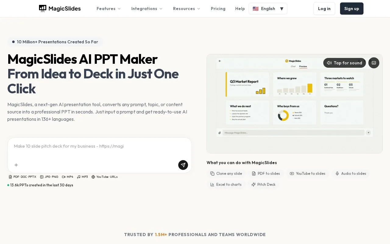 MagicSlides homepage screenshot