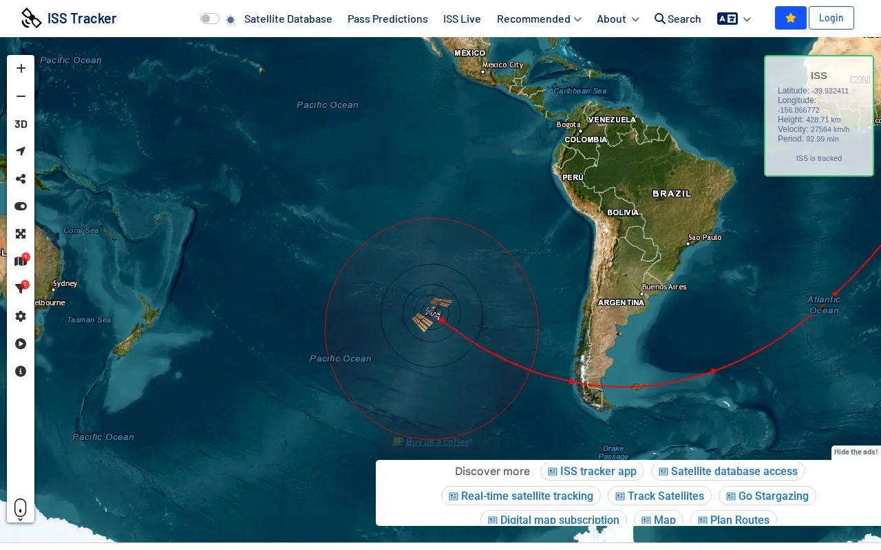 ISS Tracker homepage screenshot