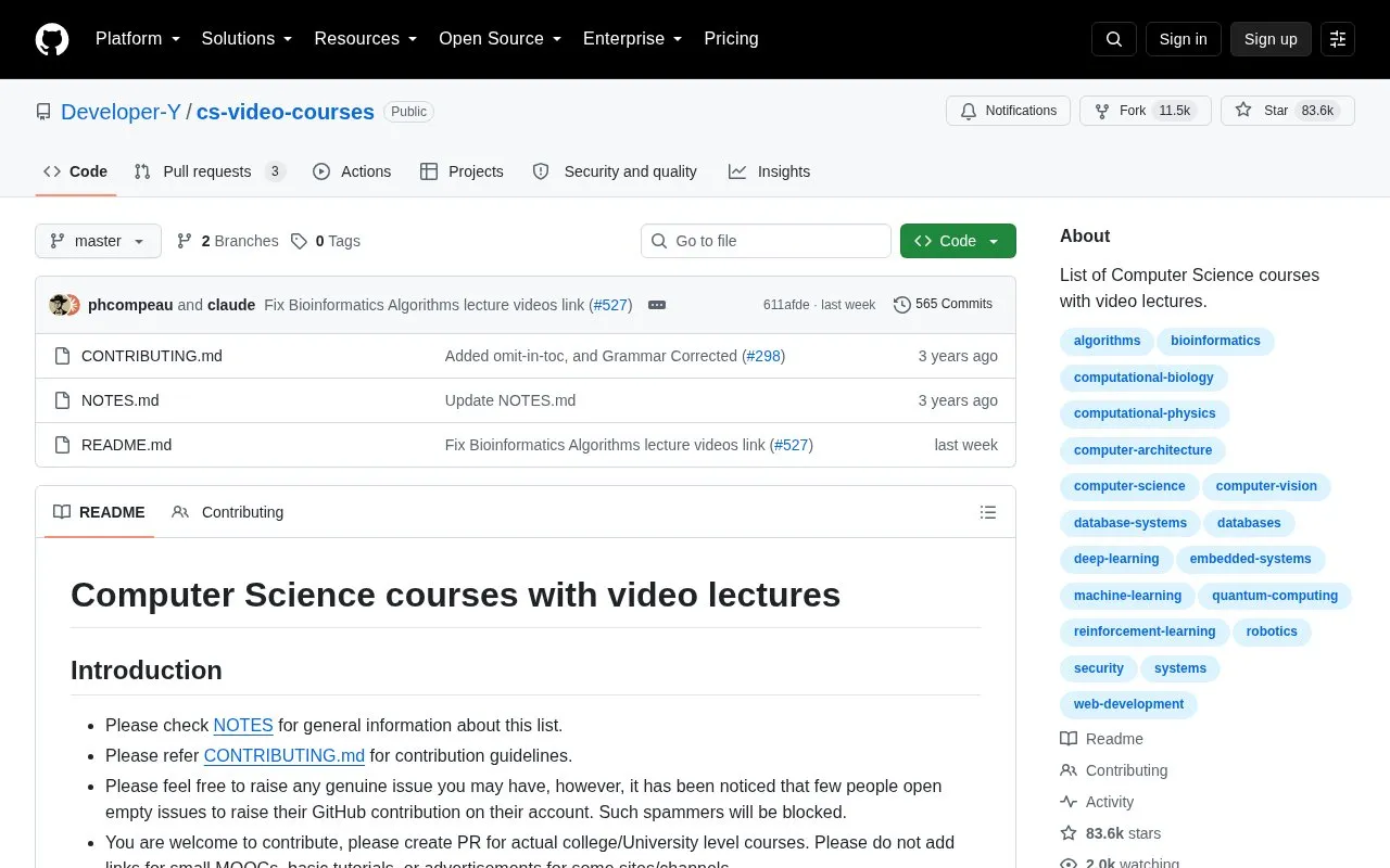 cs-video-courses homepage screenshot