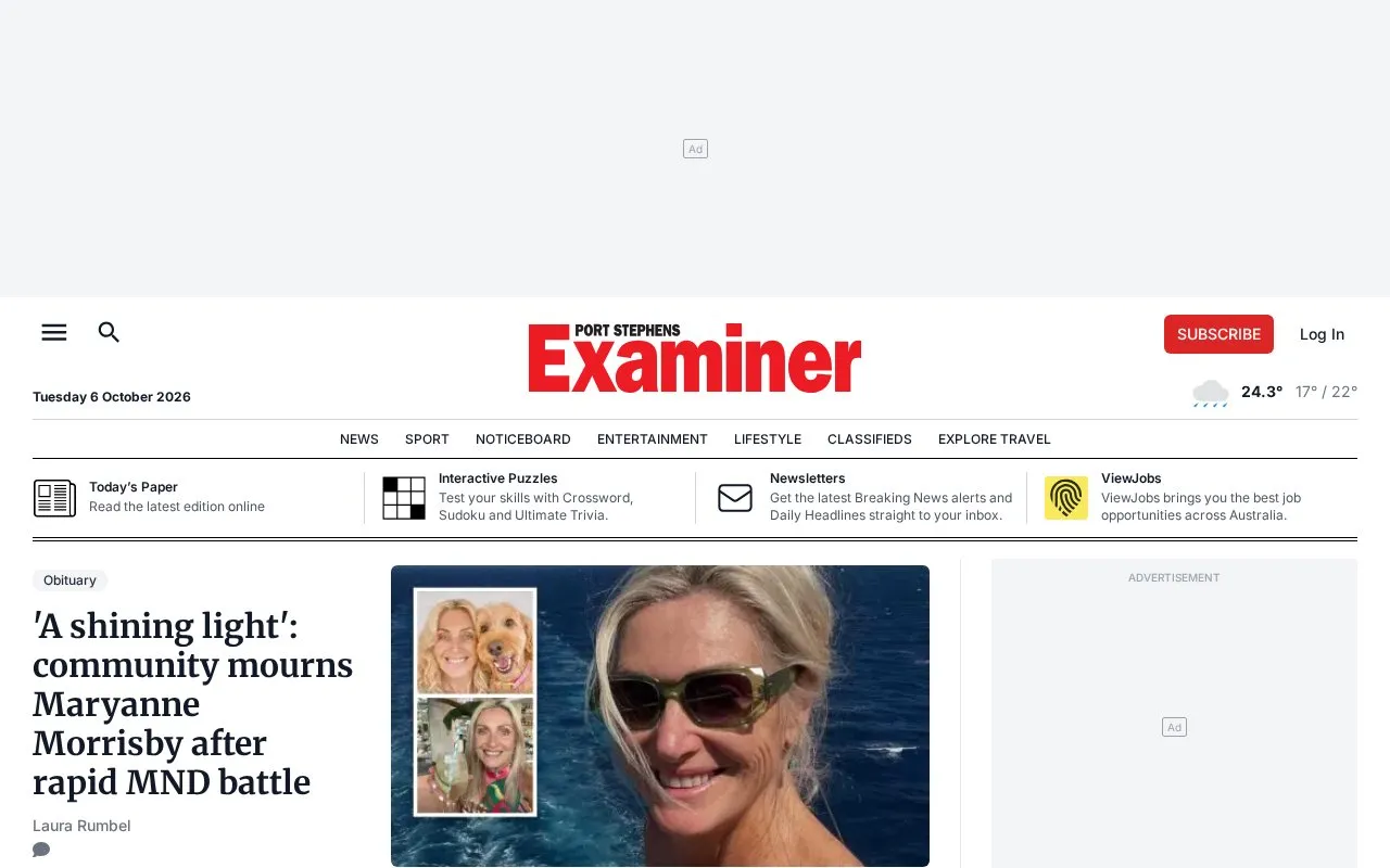 Port Stephens Examiner homepage screenshot