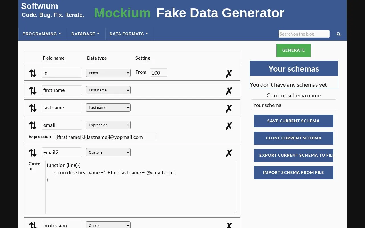 Mockium homepage screenshot
