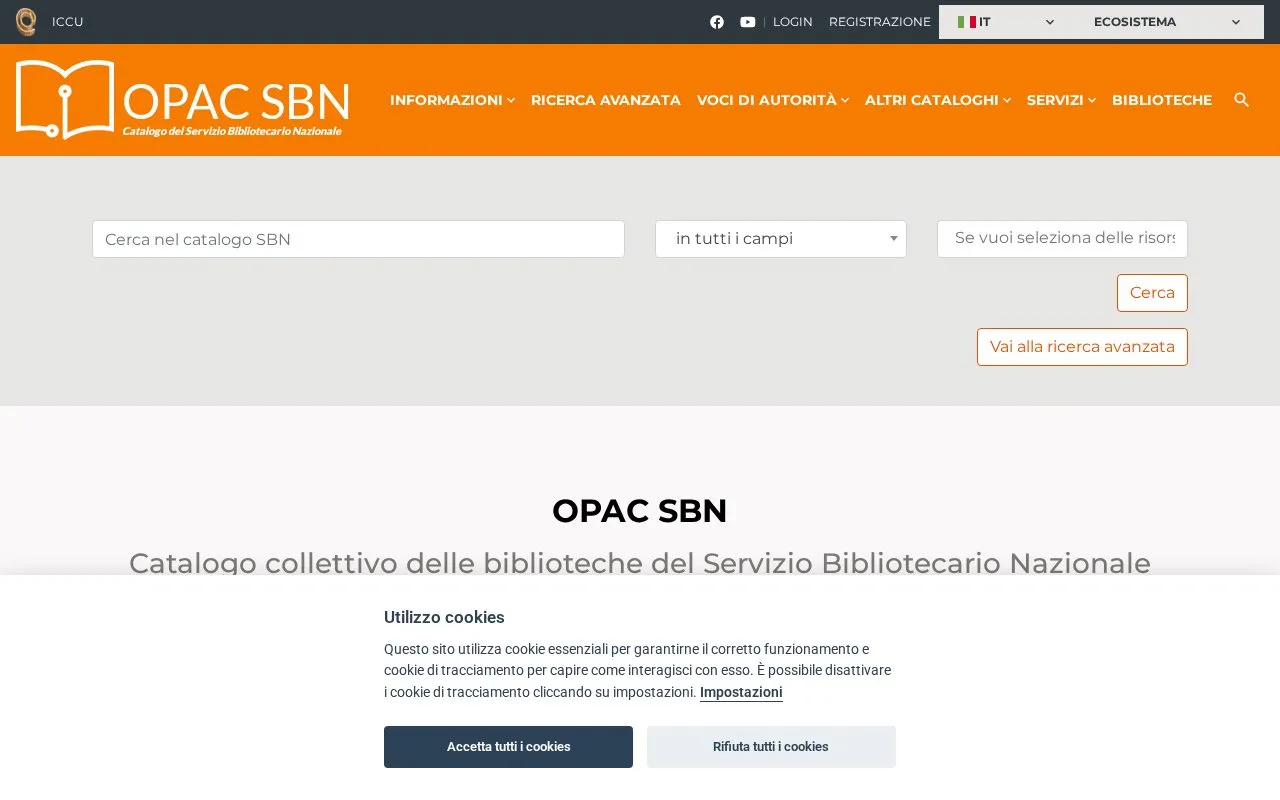 National Library Service of Italy homepage screenshot