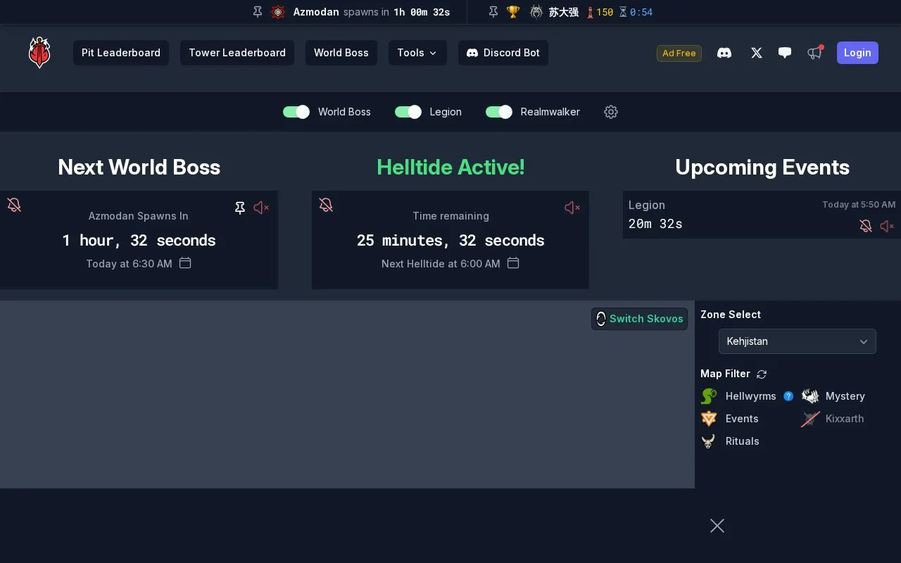 Helltides homepage screenshot