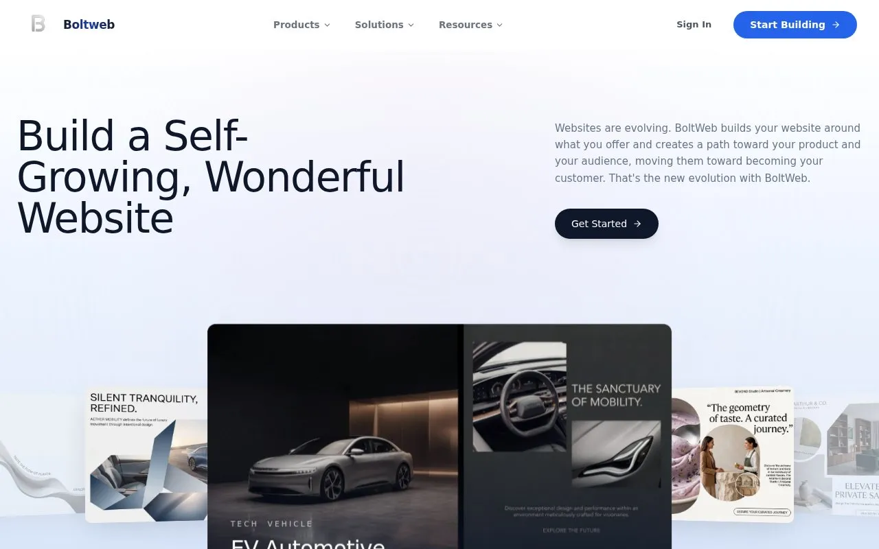 Boltweb homepage screenshot