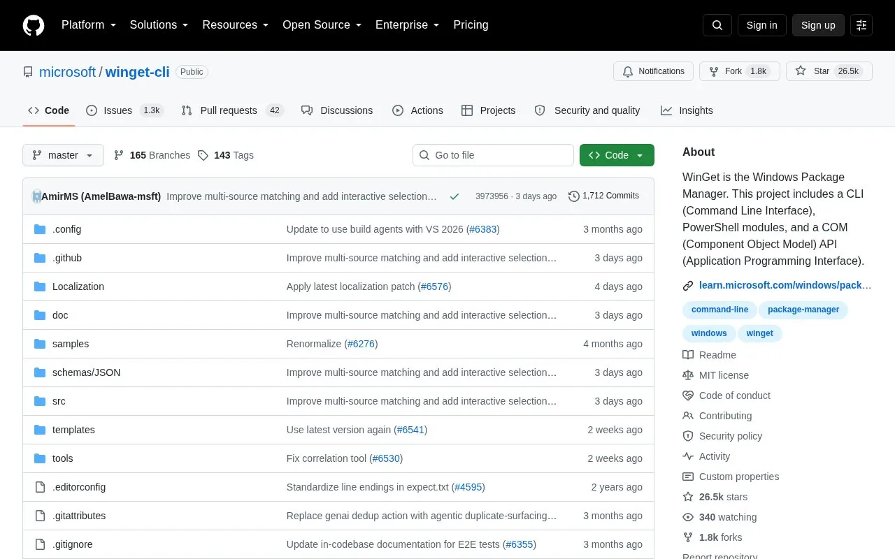 Winget Cli homepage screenshot