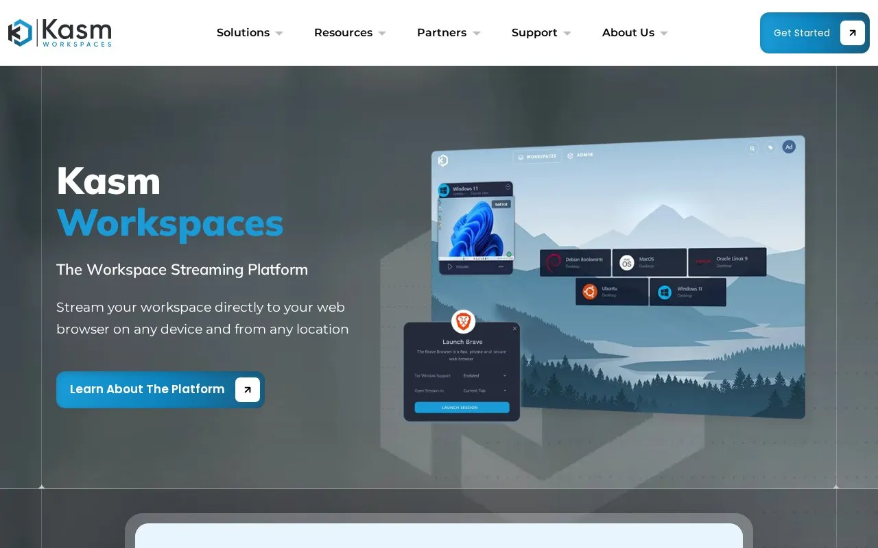 Kasm homepage screenshot