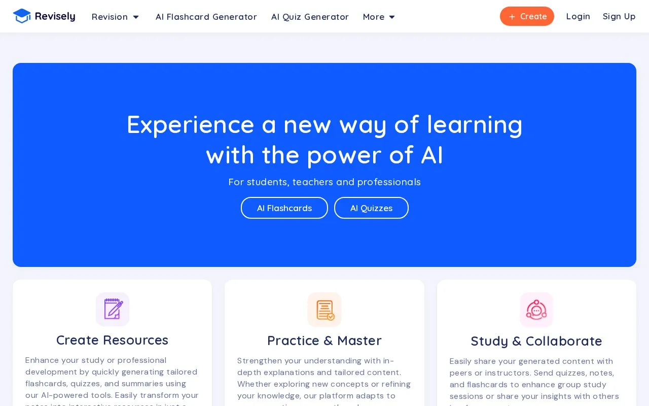 Revisely homepage screenshot