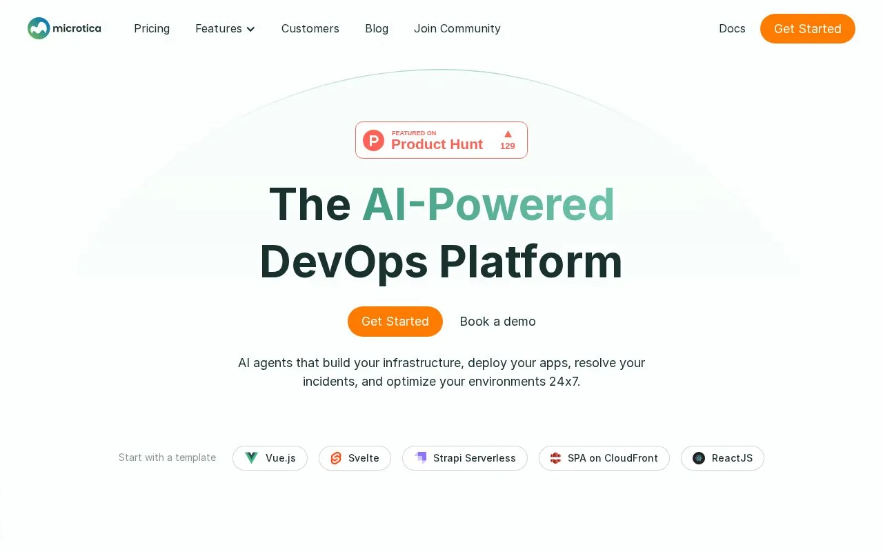 Microtica homepage screenshot