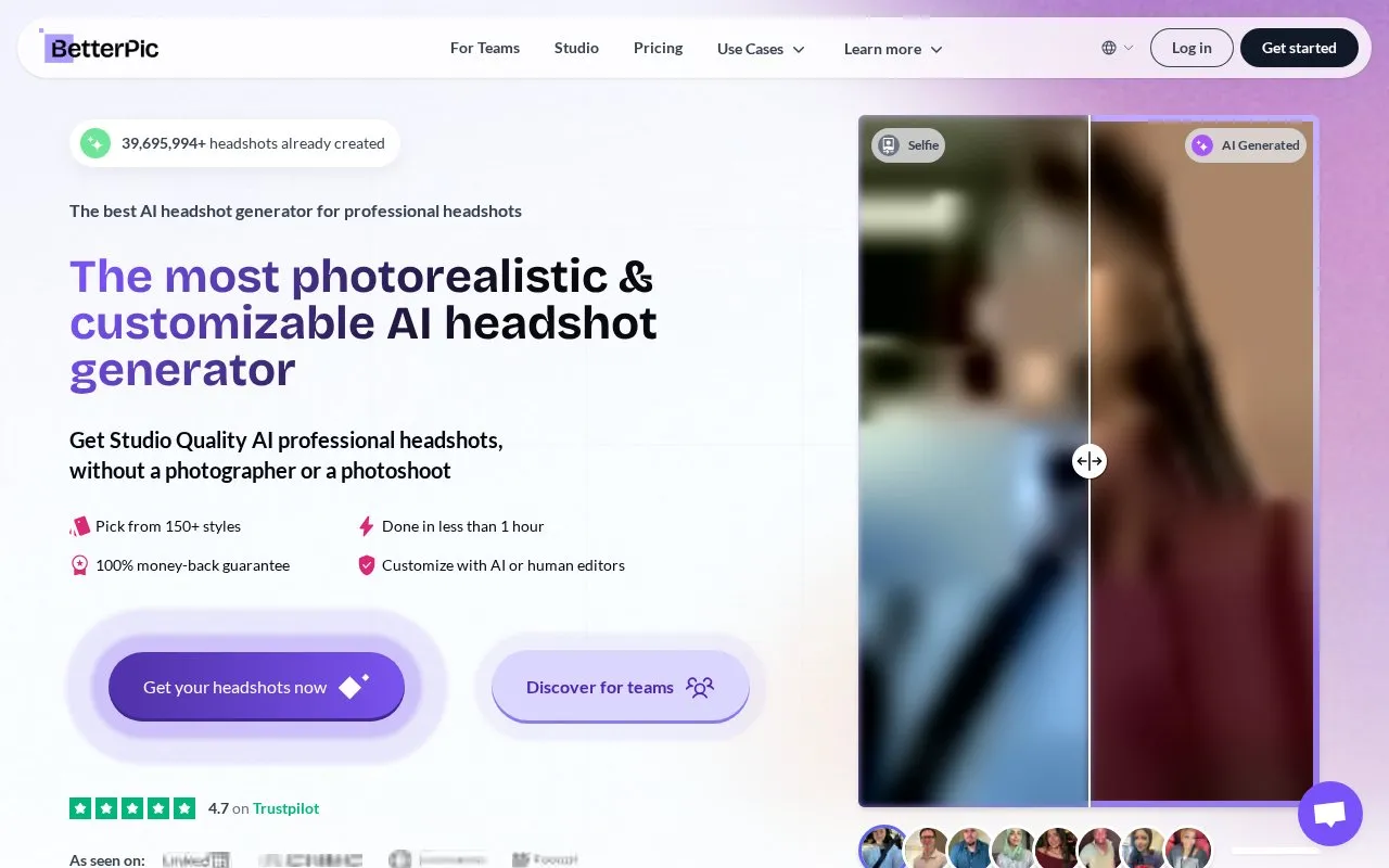 BetterPic homepage screenshot