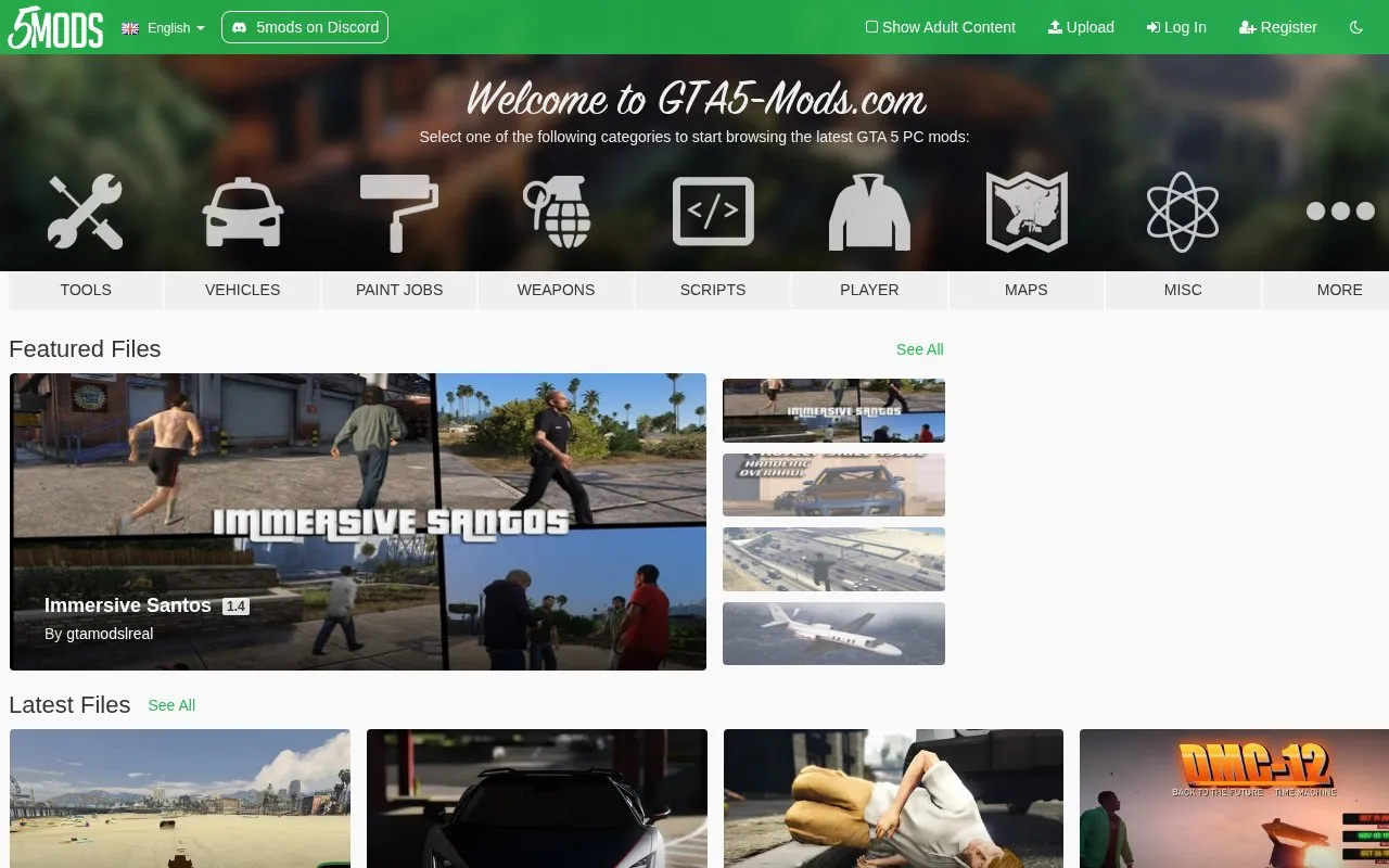 GTA5-Mods homepage screenshot