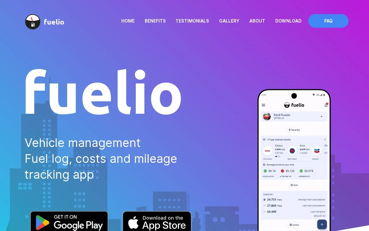 Fuel.io homepage screenshot