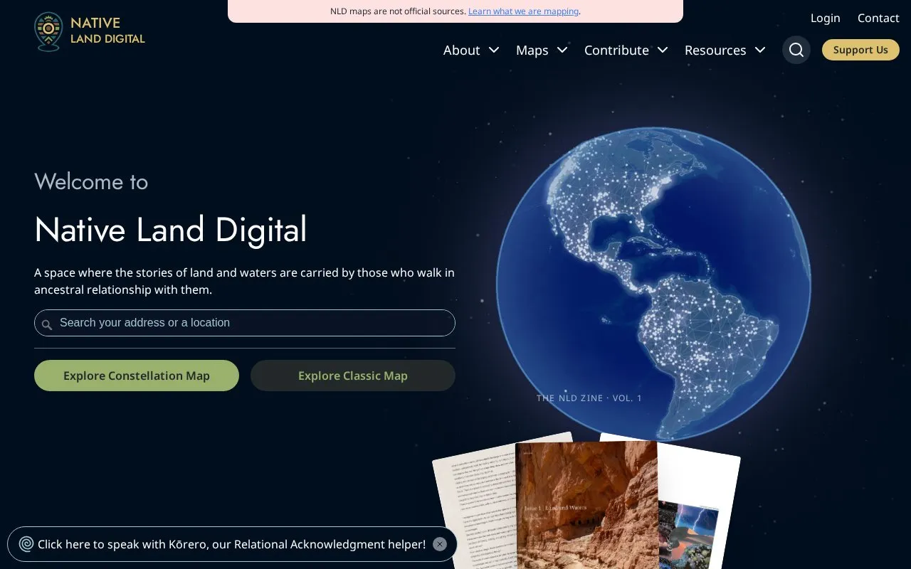 Native Land homepage screenshot