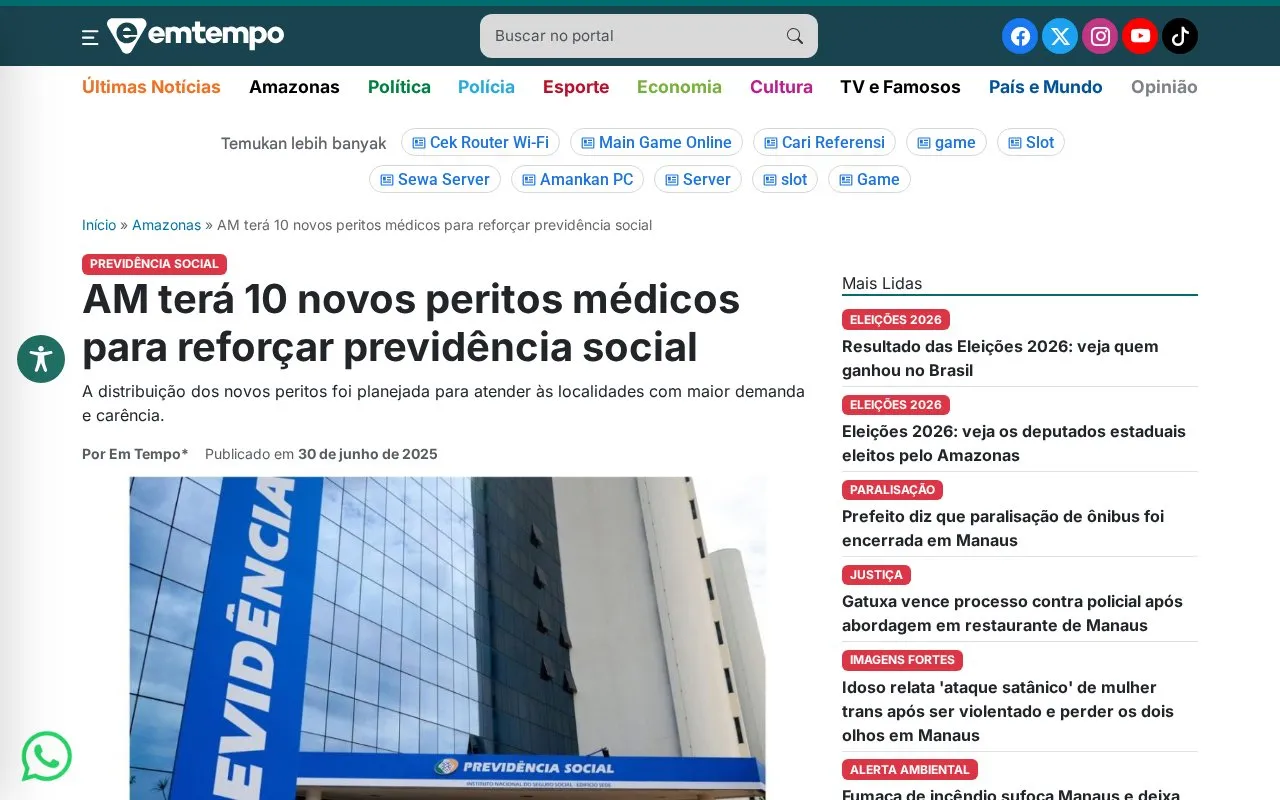 Amazonas em Tempo homepage screenshot