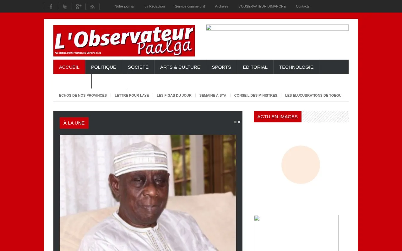 L'Observateur Paalga homepage screenshot
