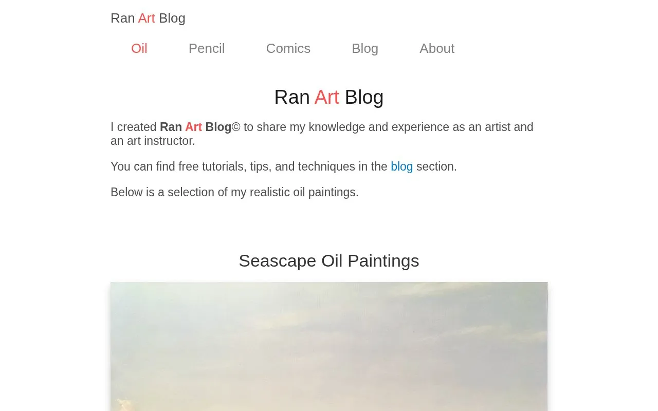 Ran Art Blog homepage screenshot
