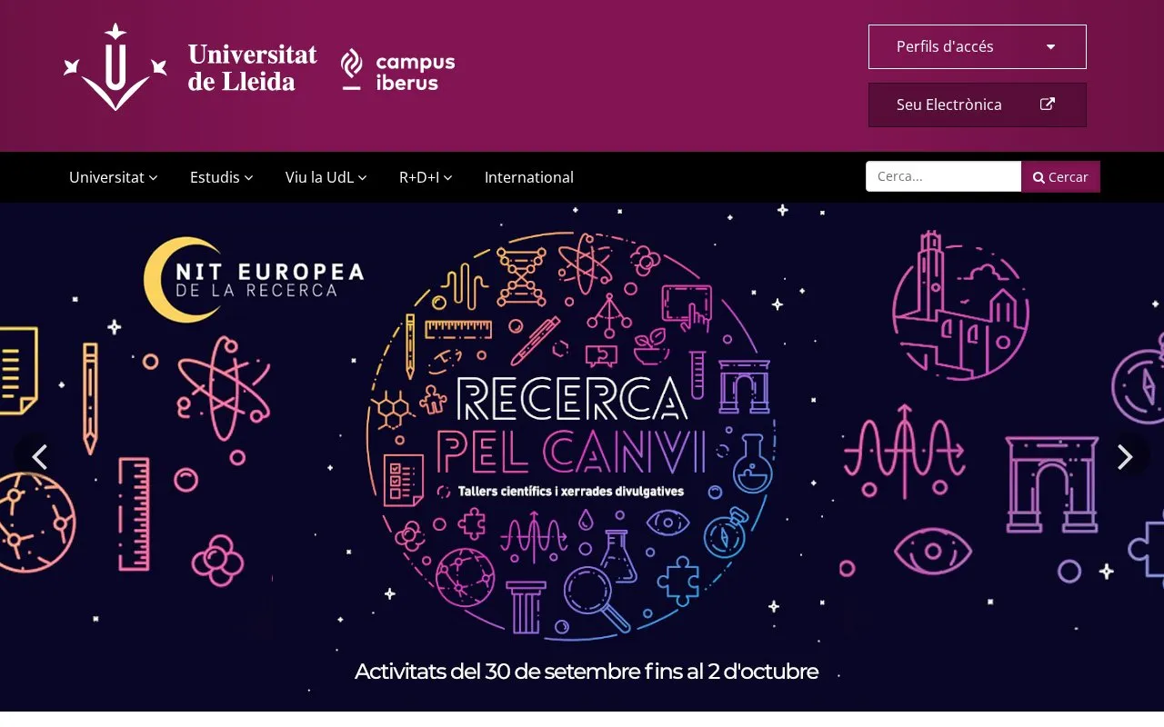 Universitat de Lleida homepage screenshot