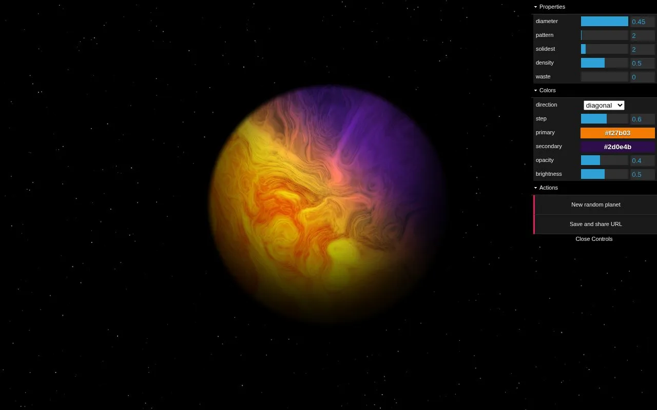 Generativeplanets homepage screenshot