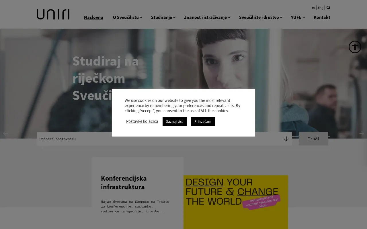 University of Rijeka homepage screenshot