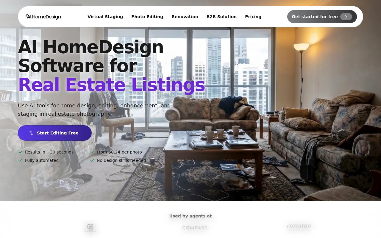 AI HomeDesign homepage screenshot