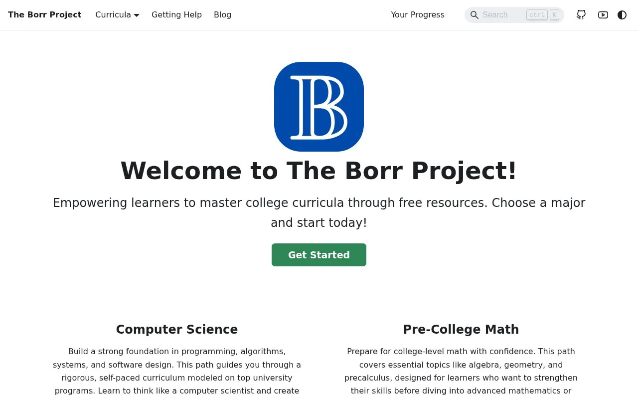 The Borr Project homepage screenshot