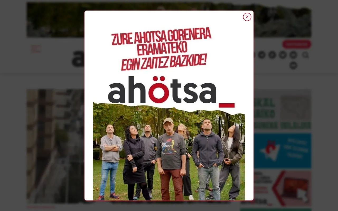 ahotsa homepage screenshot
