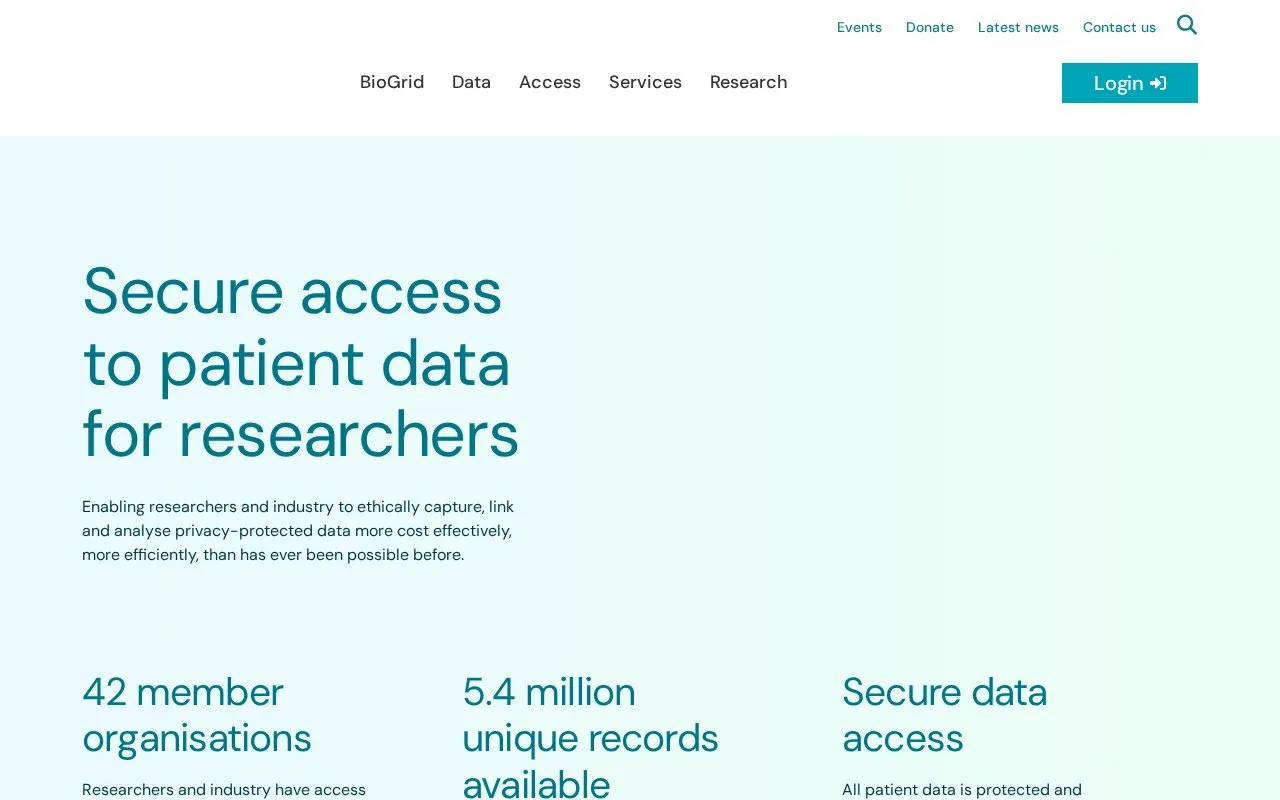 Biogrid Australia homepage screenshot