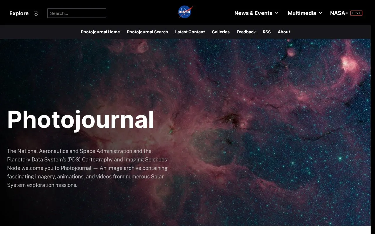 JPL Photojournal homepage screenshot