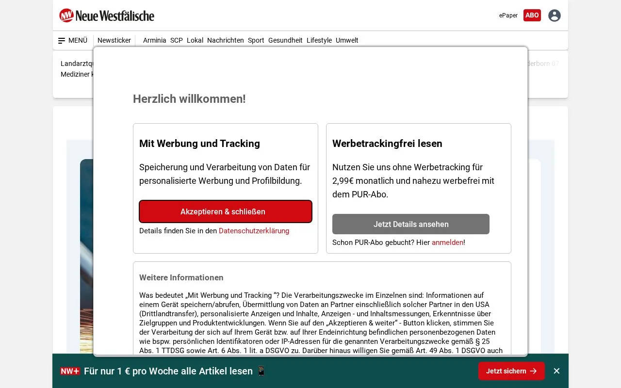 nw.de homepage screenshot