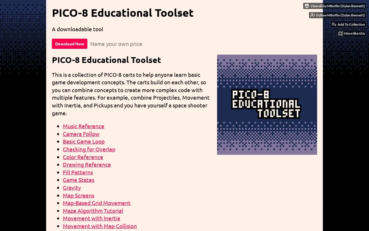 PICO-8 homepage screenshot