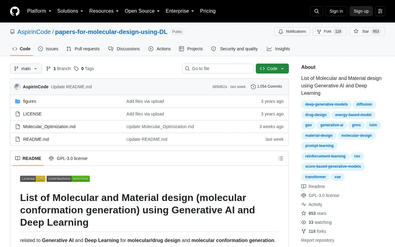 Molecular design homepage screenshot