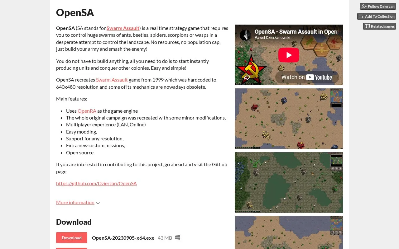 Non OpenRA Version homepage screenshot