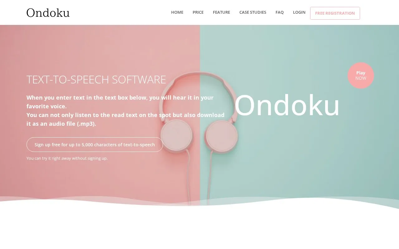 Ondoku homepage screenshot
